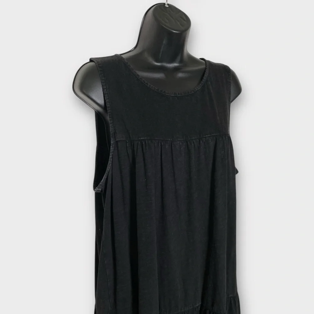 Wonderly Black Light Acid Wash Tiered Sleeveless Maxi Dress Size XL - Picture 2 of 6
